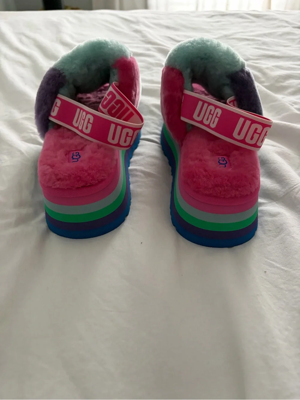 UGG Women’s Multicolor Disco Checkered Platform Slide Size 11 NEW